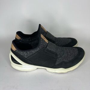 ecco biom yak leather Shoes Slip Ons Sneakers Women Size 39 US 8 Black Gray